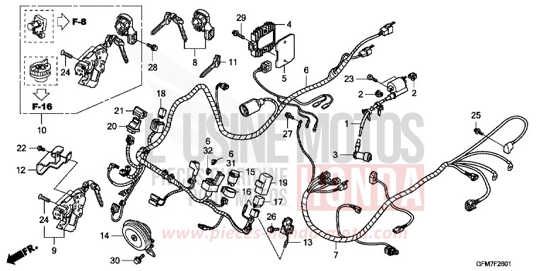 WIRE HARNESS (NHX110WHA) for NHX 110 PEARL SILKY WHITE (NHA67) from 2010